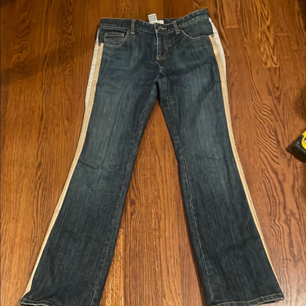 Armani Exchange Blue Jeans with Cream Stripes